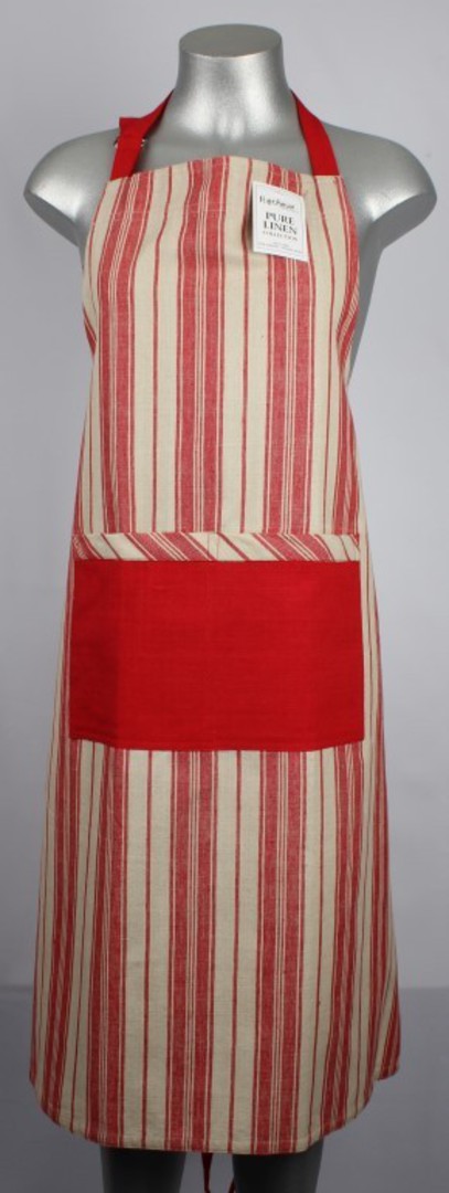 Pure Linen  multi stripe apron red Code: APR-PL/MS/RED image 0